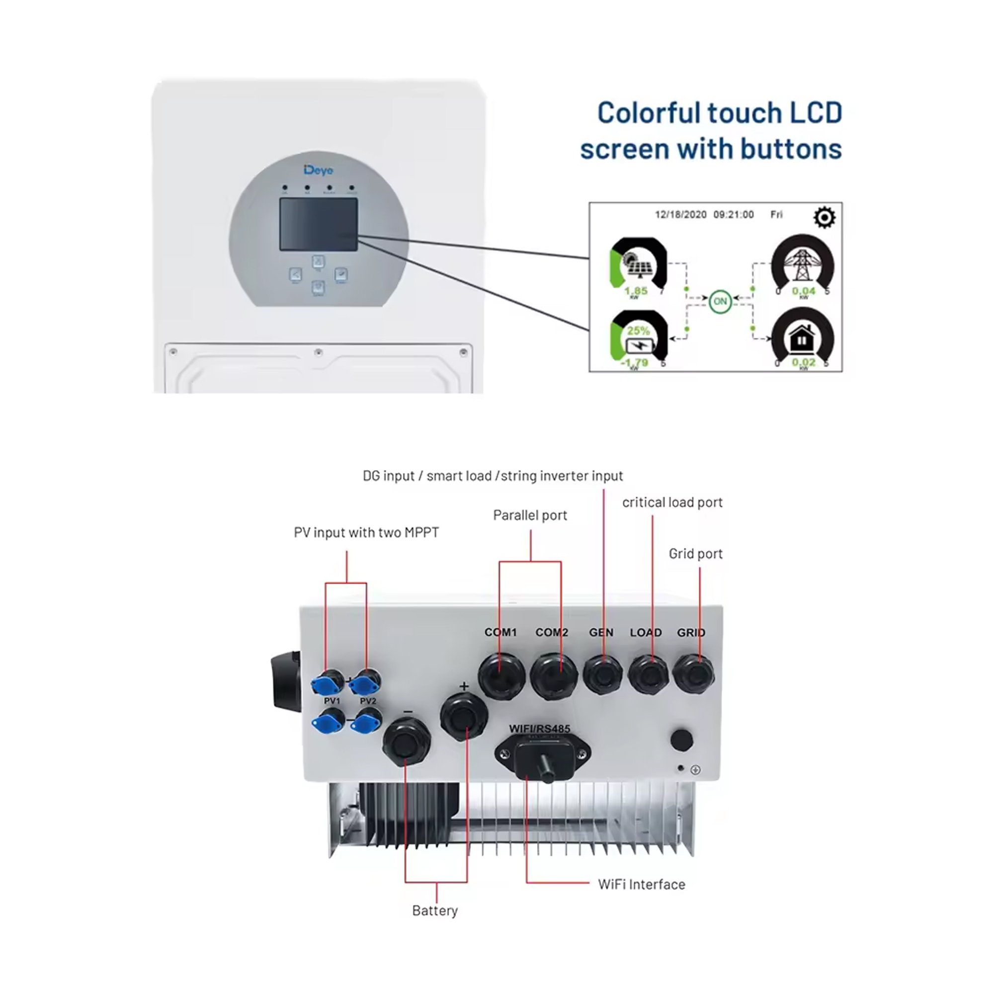Deye 8kw inverter Single phase Hybrid SG02 LP1 Inverter EU solar inverter with LV Battery