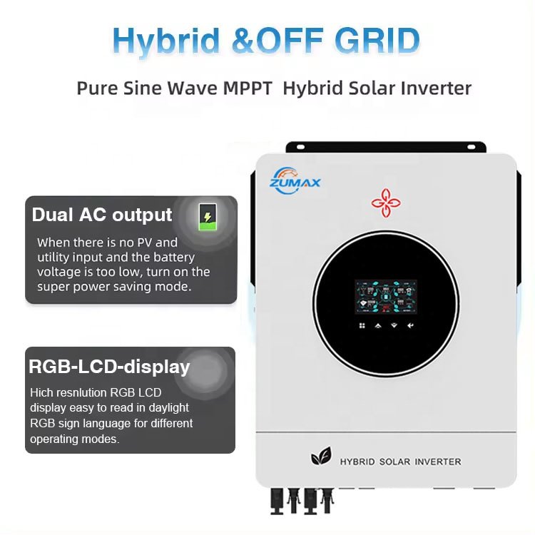 Zumax 8.2KW 10KW 48V Pure Sine Wave Hybrid Inverter MPPT Off Grid 10.2kw Solar Inverter For Solar Energy System