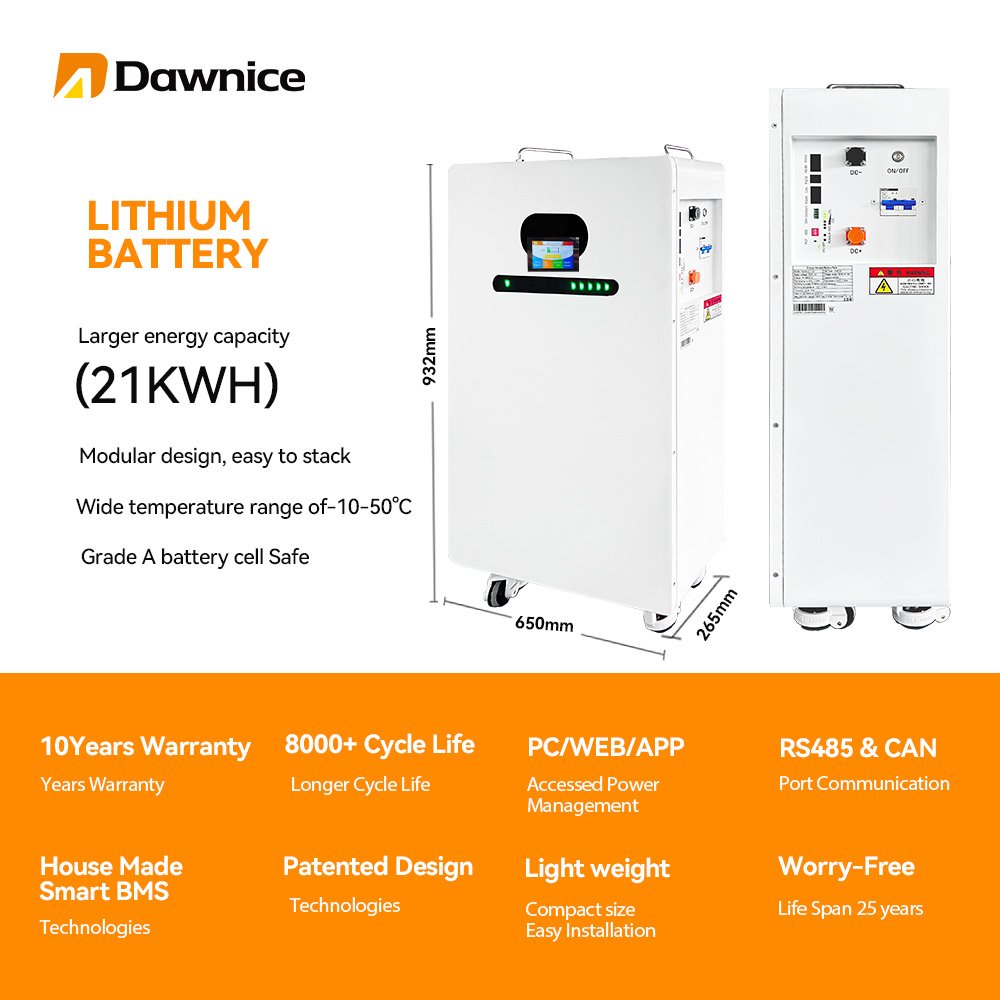 Dawnice Now 5kwh 10KWH 20KWH 51.2V 410AH Lifepo4 Lithium Solar Energy Storage Battery 48v 100ah Wall Mounted Battery