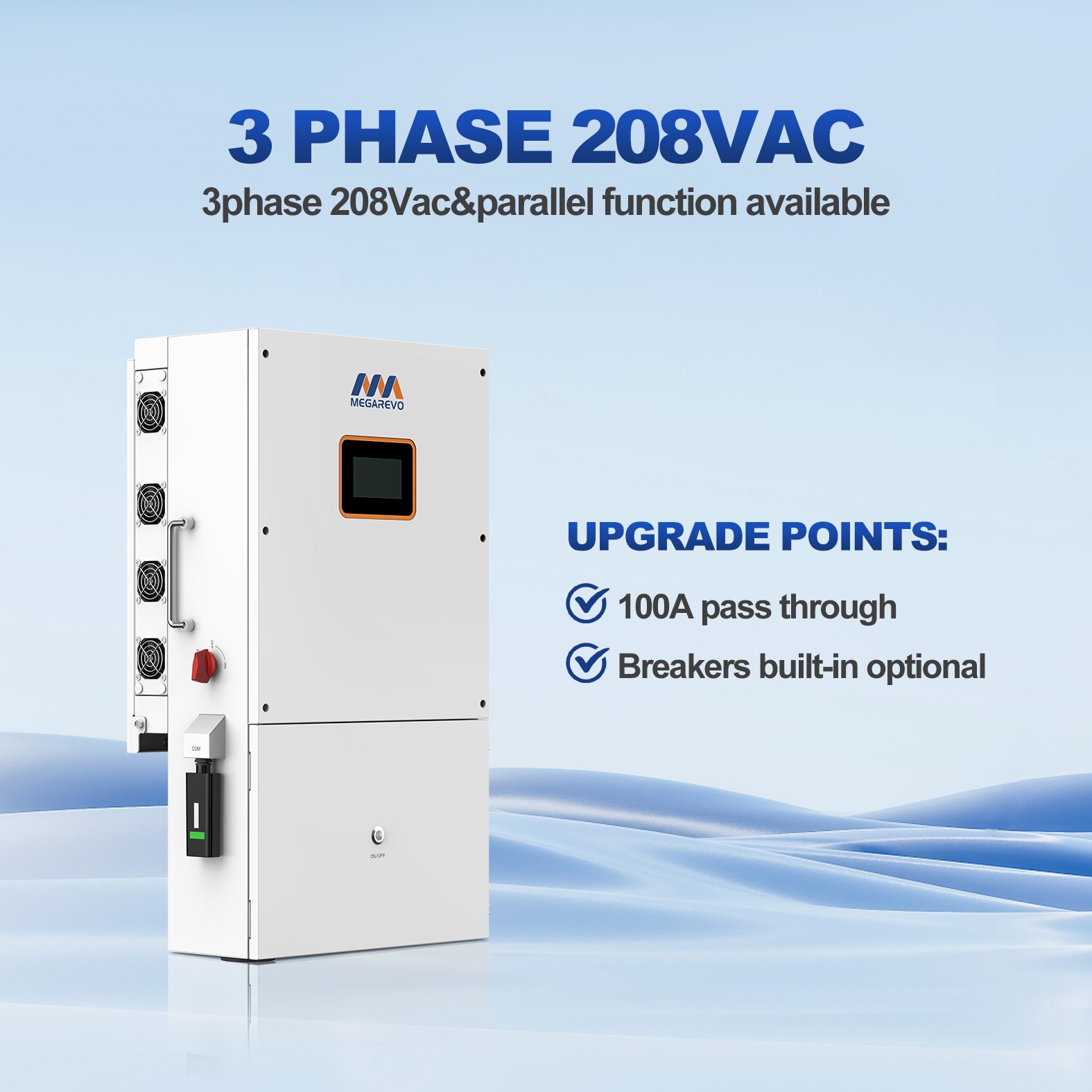 North America Version Megarevo US 10kw 12kw Hybrid Inverter 48v Split Phase Inverter 120v 240v Solar Inverter In US stocked