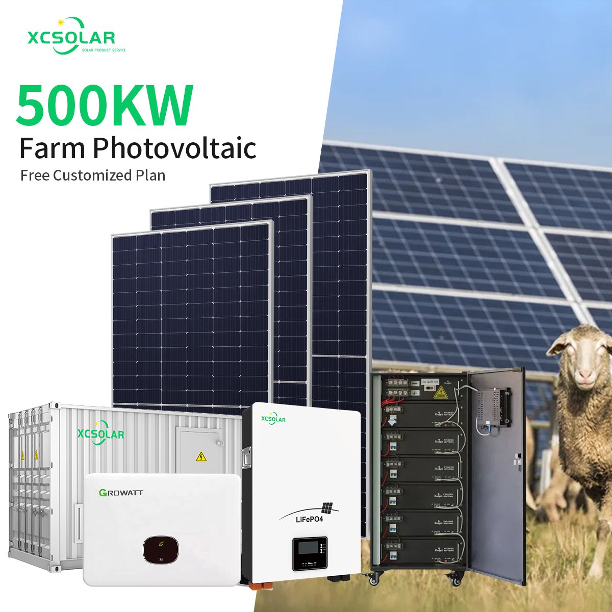 Deye Growatt Hybrid Solar Inverter 10kw With 51.2v Lithium Battery 550w 670w 700w Jinko Ja Longi Photovoltaic Panels