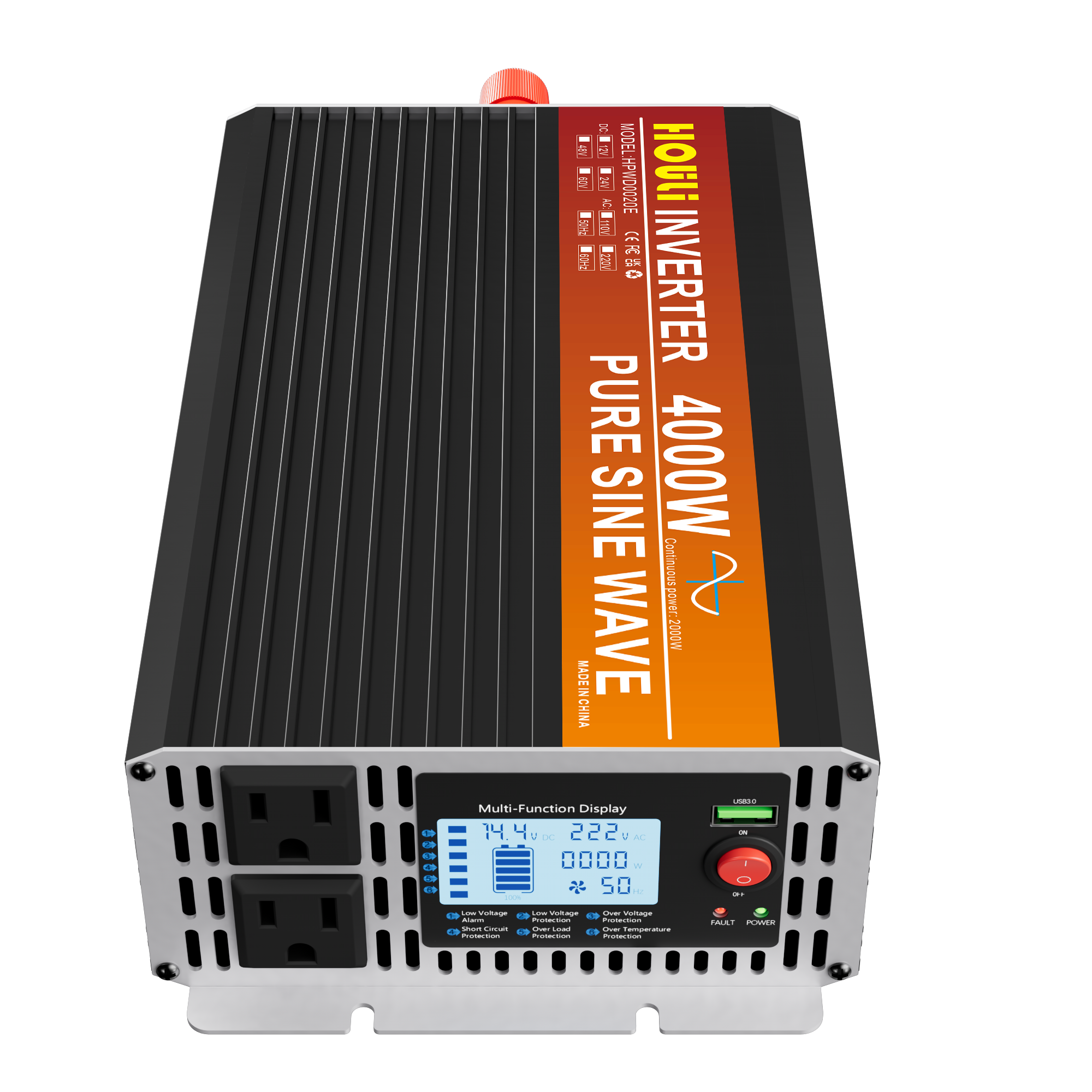 HOULI car inverter generator 5000w 4000w 3000w 12v pure sine wave 110v solar inverters 24v 48v 3kw 4kw 5kw with remote control