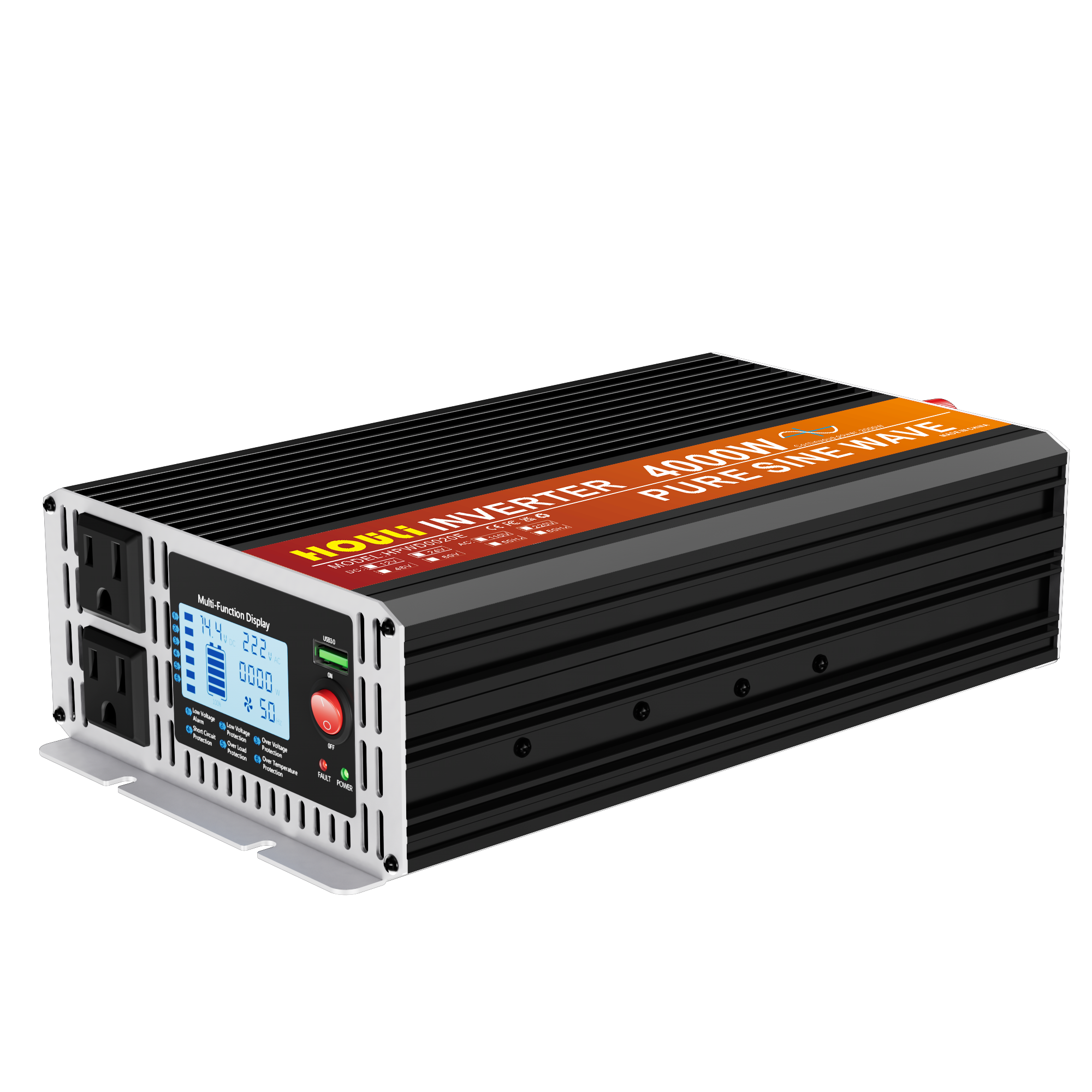 HOULI car inverter generator 5000w 4000w 3000w 12v pure sine wave 110v solar inverters 24v 48v 3kw 4kw 5kw with remote control