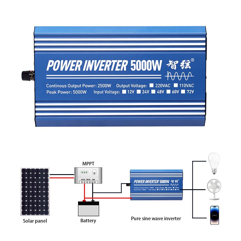 Hot selling Inverter 5000W DC 12V 24V 48V To AC 220V pure sine wave solar inverters