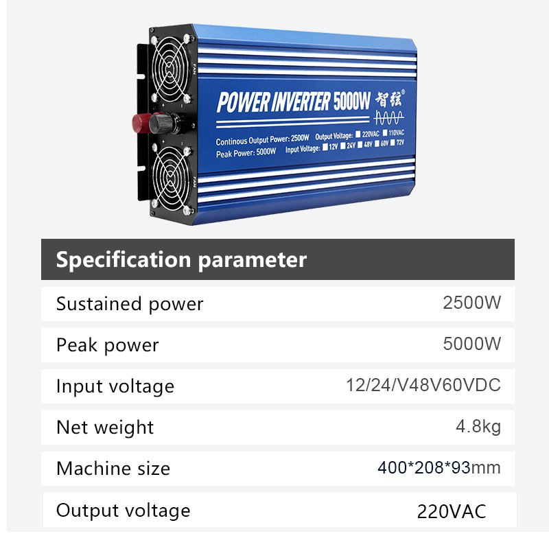 Hot selling Inverter 5000W DC 12V 24V 48V To AC 220V pure sine wave solar inverters