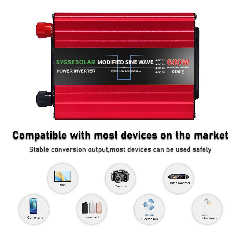 SUYEEGO DC 12v 24vdc to 110v 220v AC Off grid 60hz 300w 600w 800w 1000w modified sine wave solar power inverter