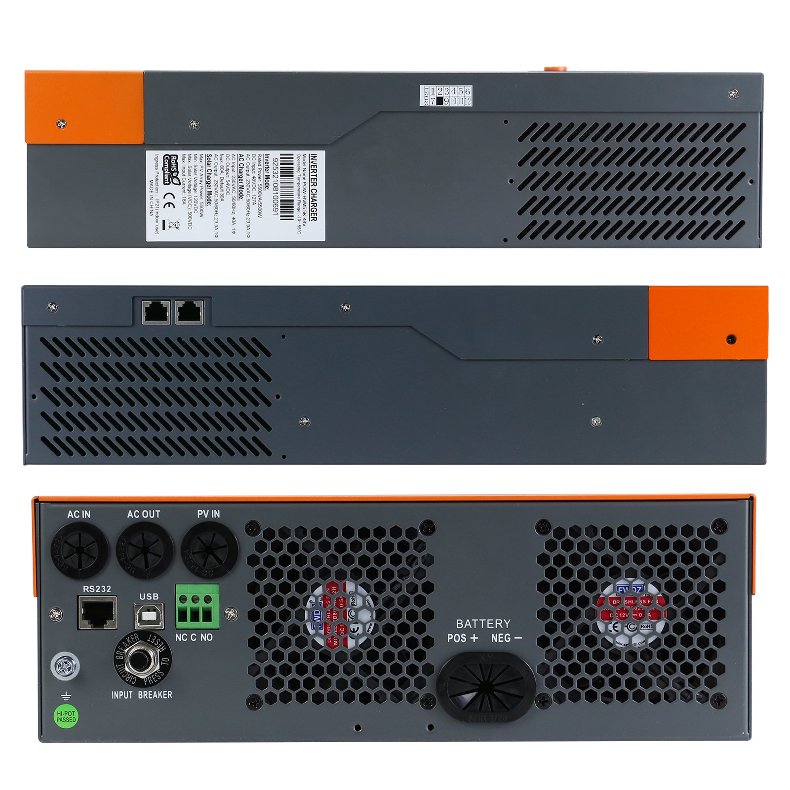 PowMr 5.5KW MPPT 100A 3Phase Hybrid Solar Inverter Lithium Battery Communication Function Parallel 12 Units Solar Inverter