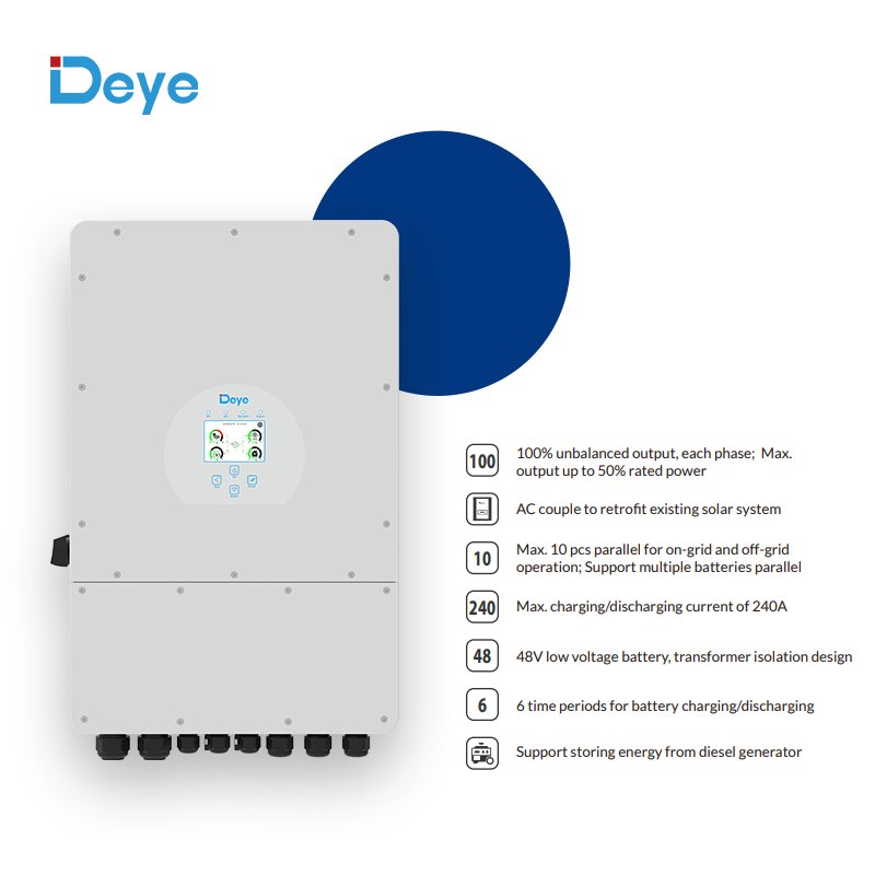 Deye SUN-6K-SG03LP1-EU 48V LV Battery Single Phase Deye Hybrid Solar Inverter 6KW EU Stock