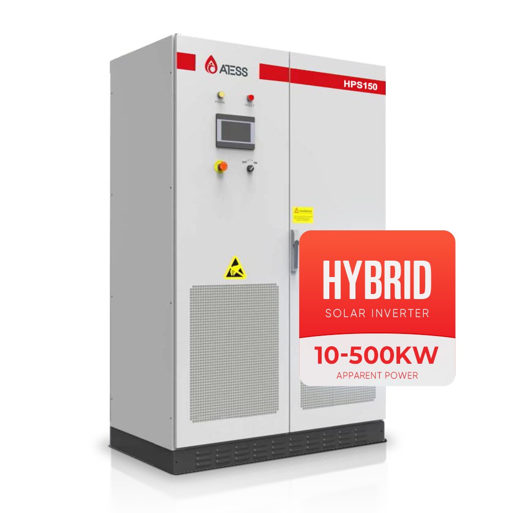 Atess Hybrid On Off Grid Hybrid Solar Inverter 100Kw Transformer Less Solar Power Inverter Pure Sine Wave