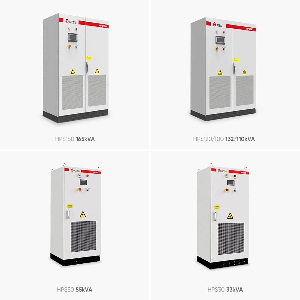 Atess Hybrid On Off Grid Hybrid Solar Inverter 100Kw Transformer Less Solar Power Inverter Pure Sine Wave