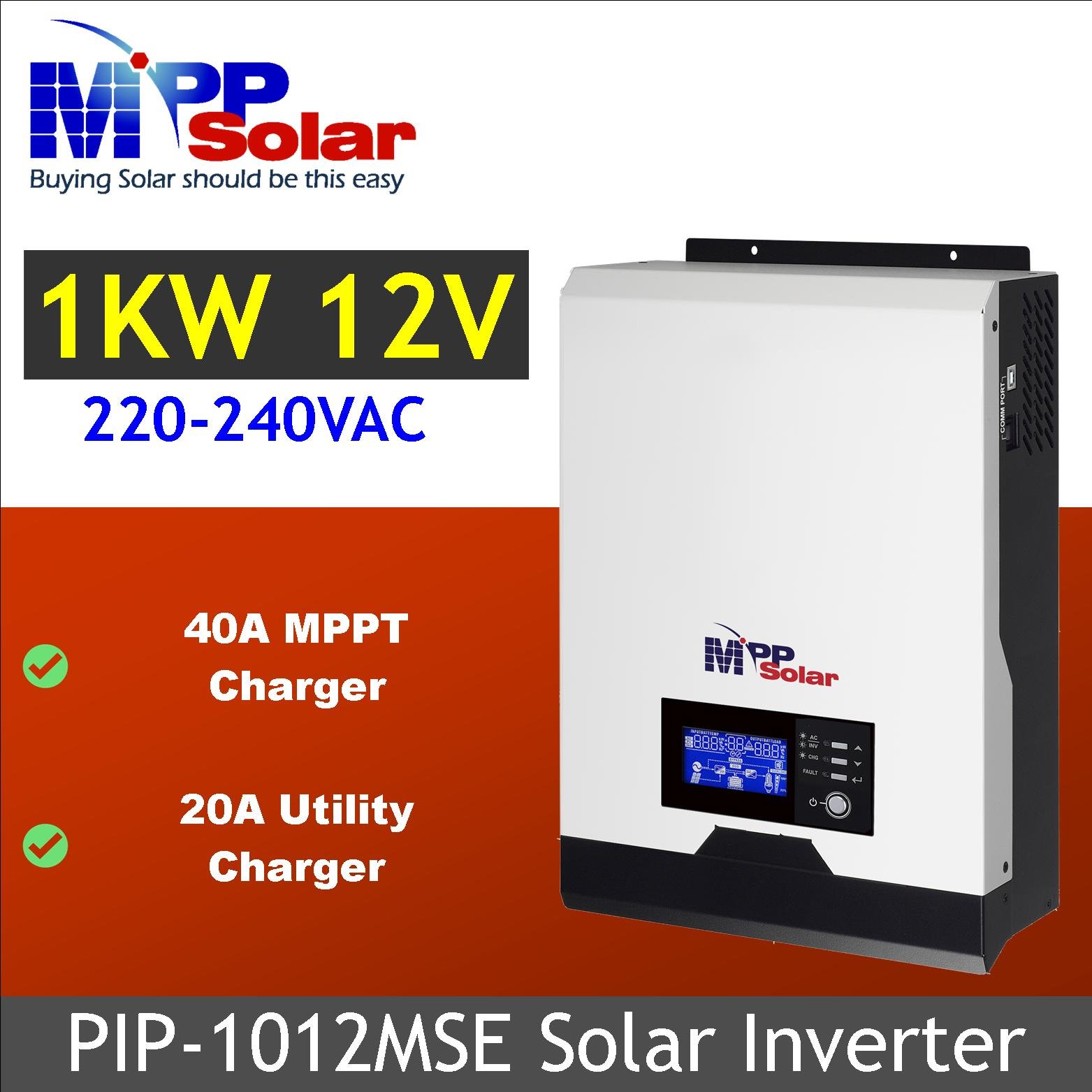 MPP Solar inverter 1000w 12v 230v WiFi Max PV input 105v MPPT charger 40A off grid pure sine wave single phase