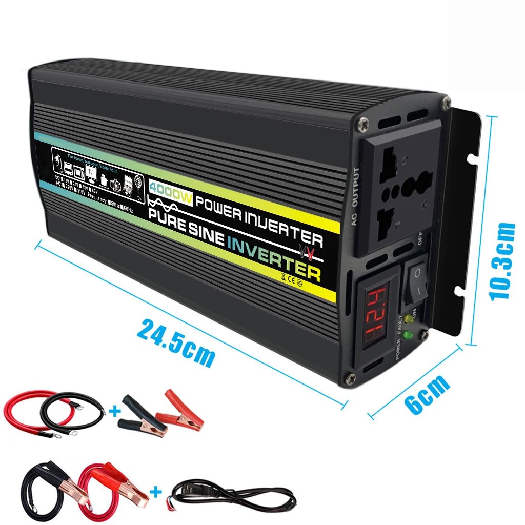3000W/4000W Pure Sine Wave Inverter DC 12V/24/48V/60V to AC 220V Household Inverter Car Power Inverter Solar Inverter
