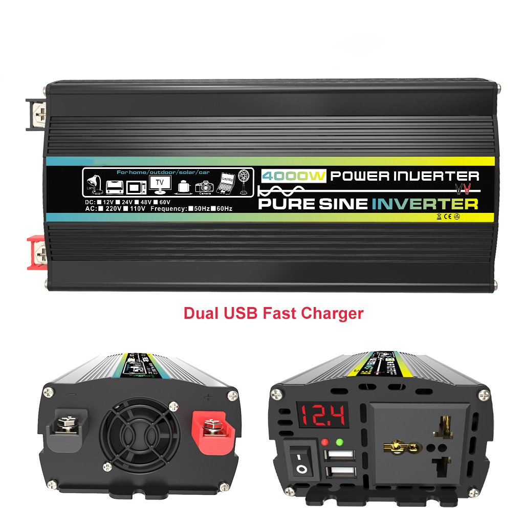 3000W/4000W Pure Sine Wave Inverter DC 12V/24/48V/60V to AC 220V Household Inverter Car Power Inverter Solar Inverter
