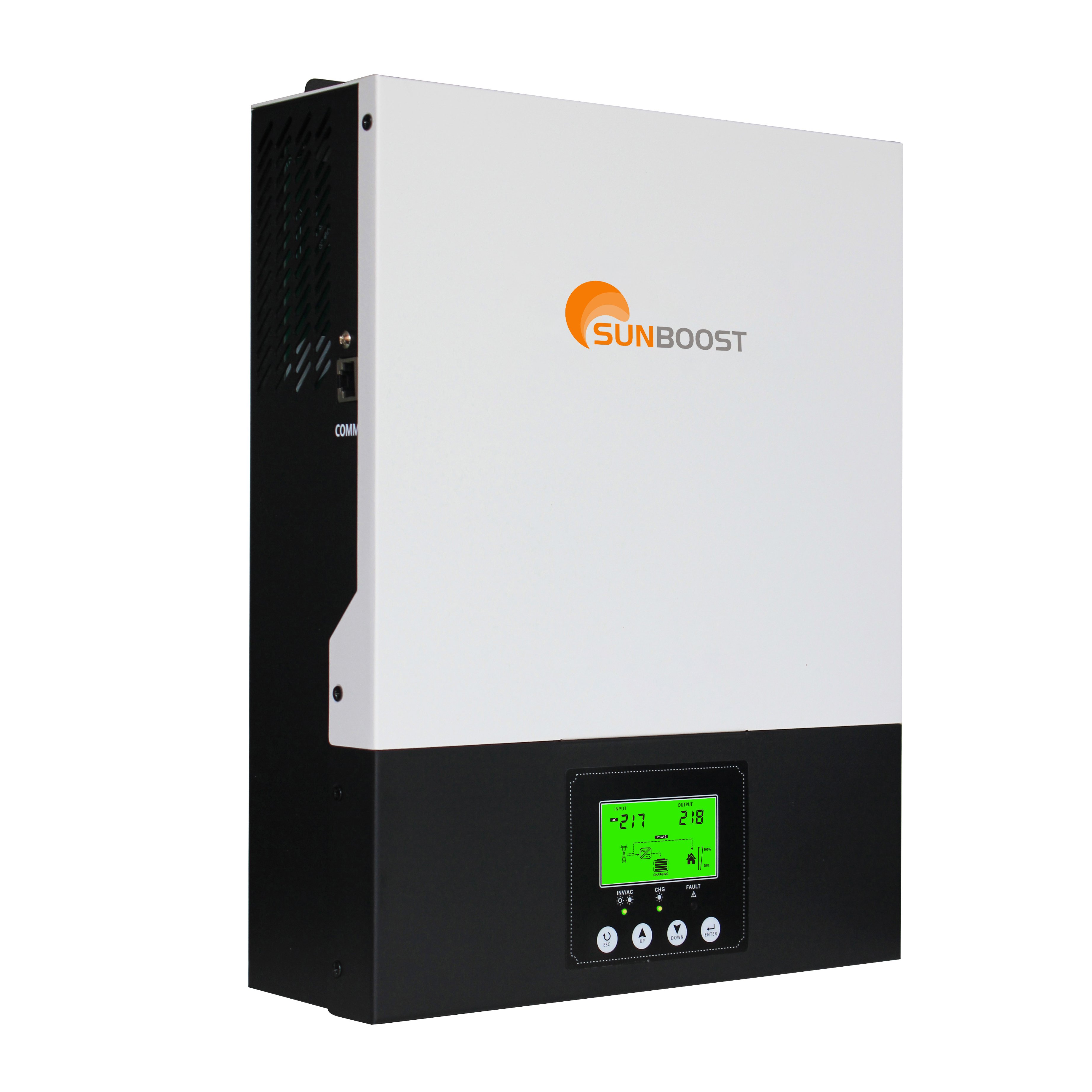 Sunboost 3KW Hybrid Solar Inverter 1.5KW on and off Grid 3000W MPPT 12V 24V Pure Sine Wave Single AC Output Off-Grid System