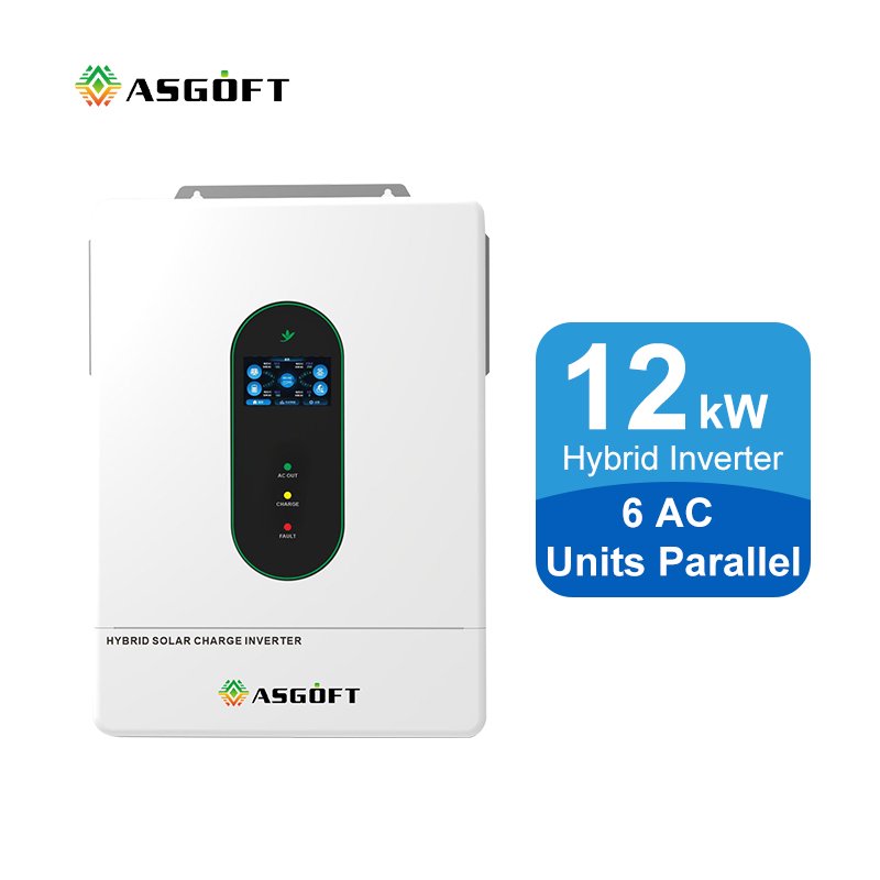 Asgoft warehouse hybrid US split phase 12KW MPPT Inverter Off Grid Portable Inverter WIFI 12KW Energy Storage Solar Inverter
