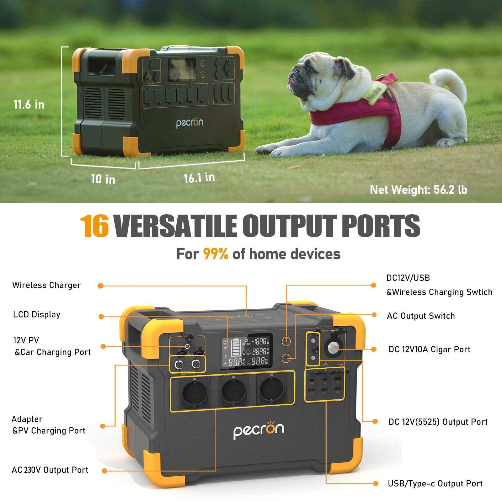 Pecron 2kw 3kwh Solar Inverter Generator, Solar system, UPS Solar Power Station E3000