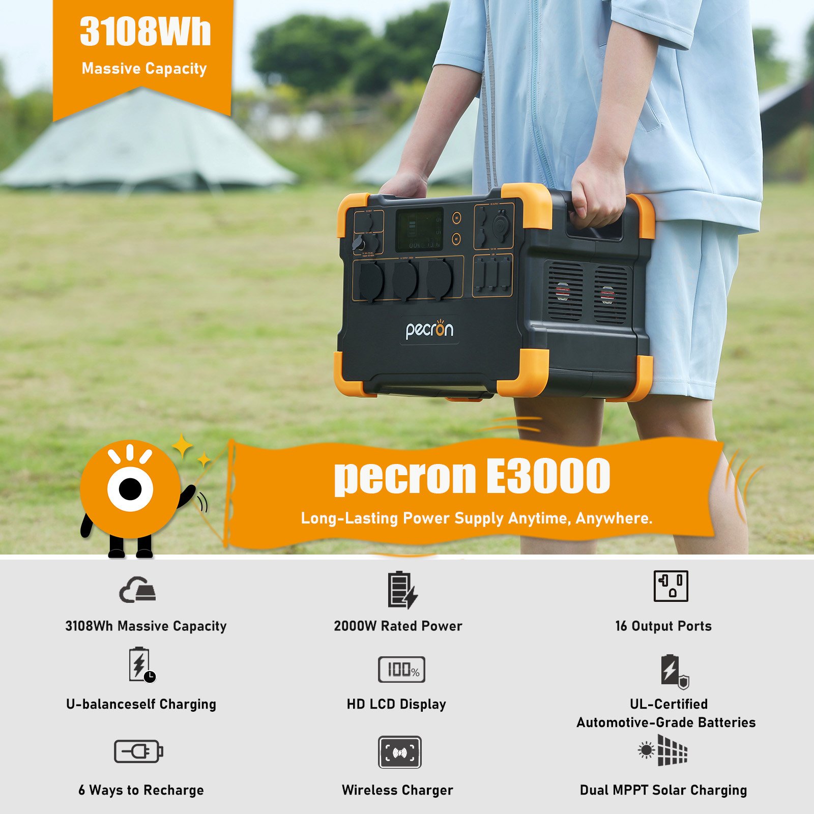 Pecron 2kw 3kwh Solar Inverter Generator, Solar system, UPS Solar Power Station E3000