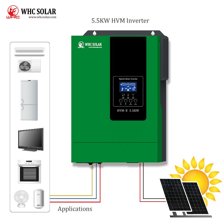 WHC 3.5kw 5.5kw grid tie off grid inverter 12v 24v inverter mppt solar hybrid solar inverter for solar energy system