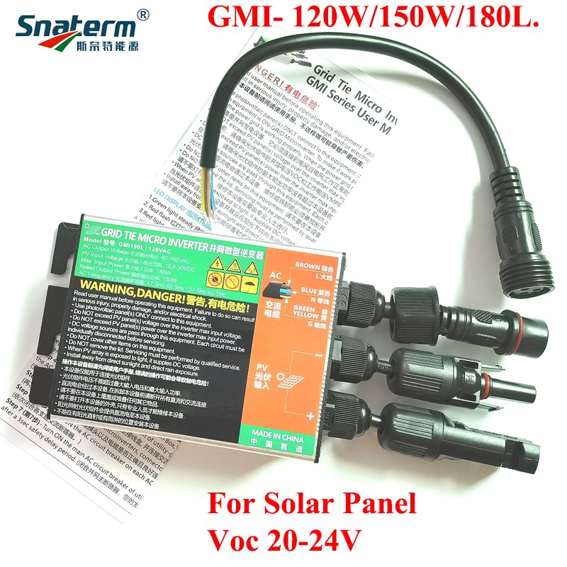 MPPT on grid solar inverter 16V - 25V MPPT Voltage based solar inverter 10.8-30V DC 120W 150W 180W mini inverter