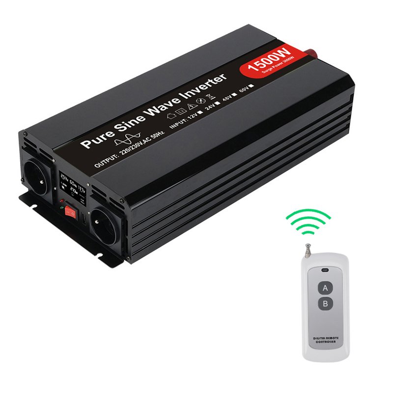 1500w pure sine wave solar inverter 12VDC to 220VAC with remote on/off control function made in China