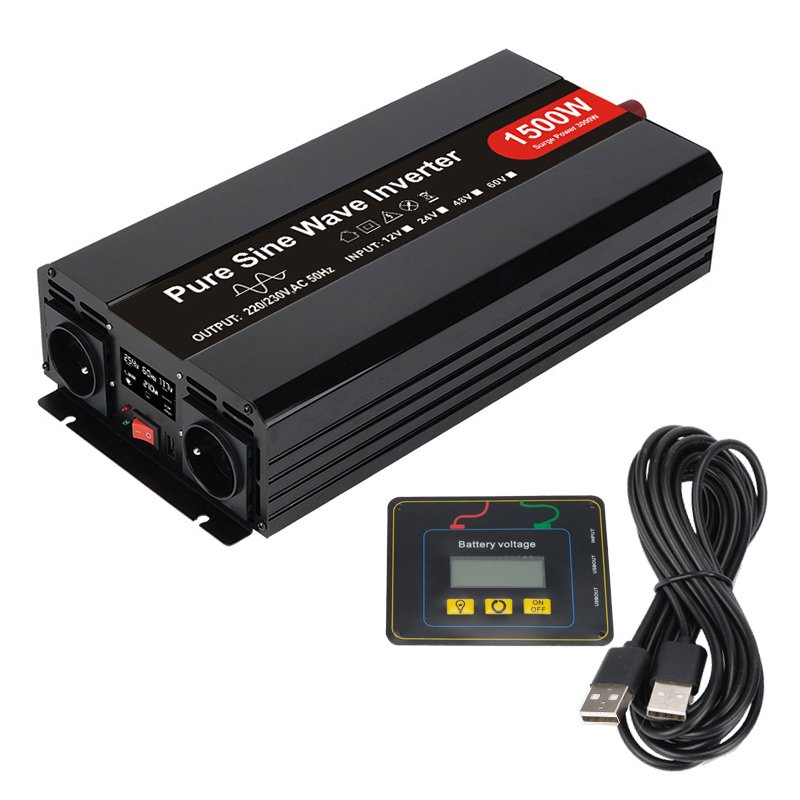 1500w pure sine wave solar inverter 12VDC to 220VAC with remote on/off control function made in China