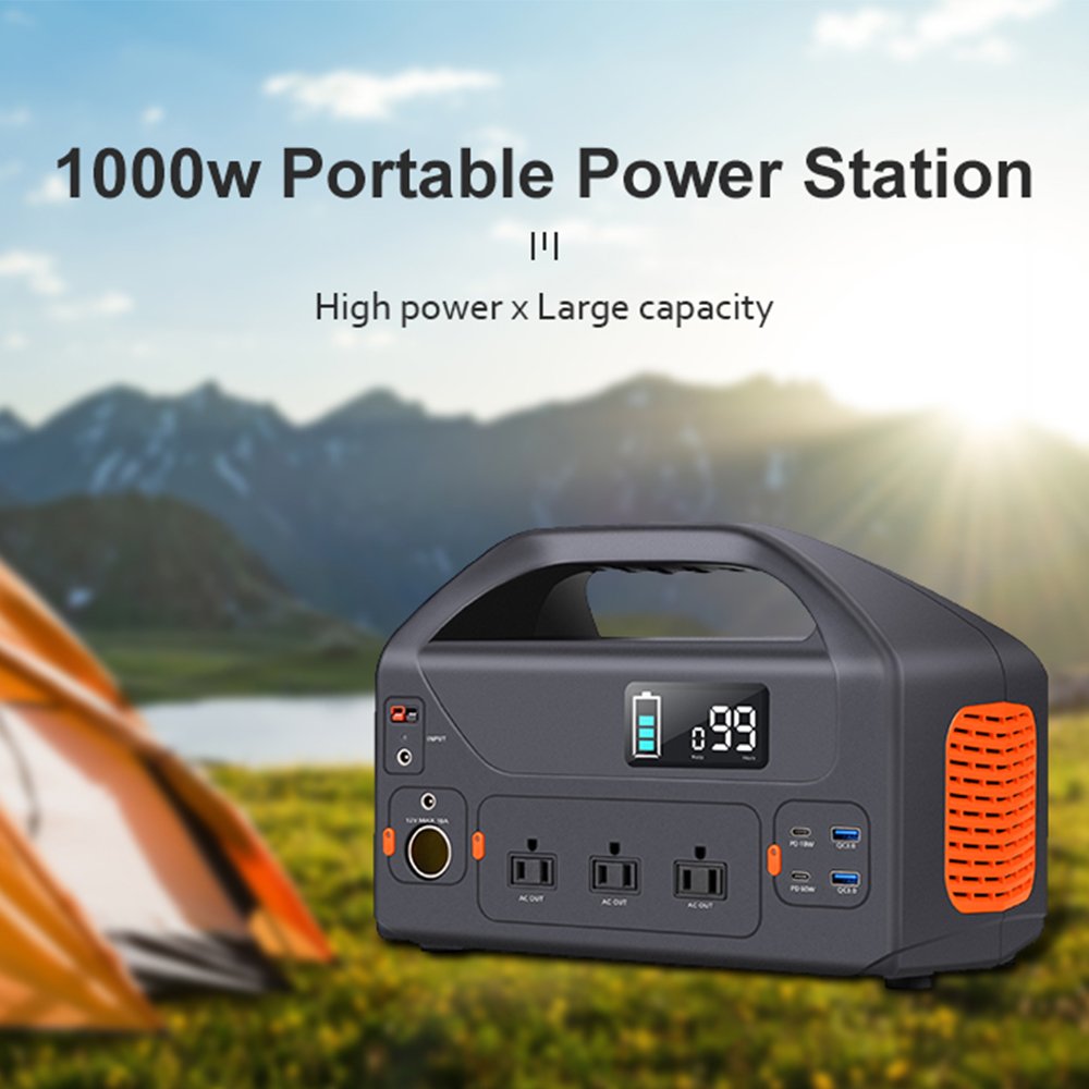 Pure Sine Wave 1000W 2000Wh Lithium Battery Power Bank 220V 240V Compact Solar Generator Portable Power Station 1500W inverter