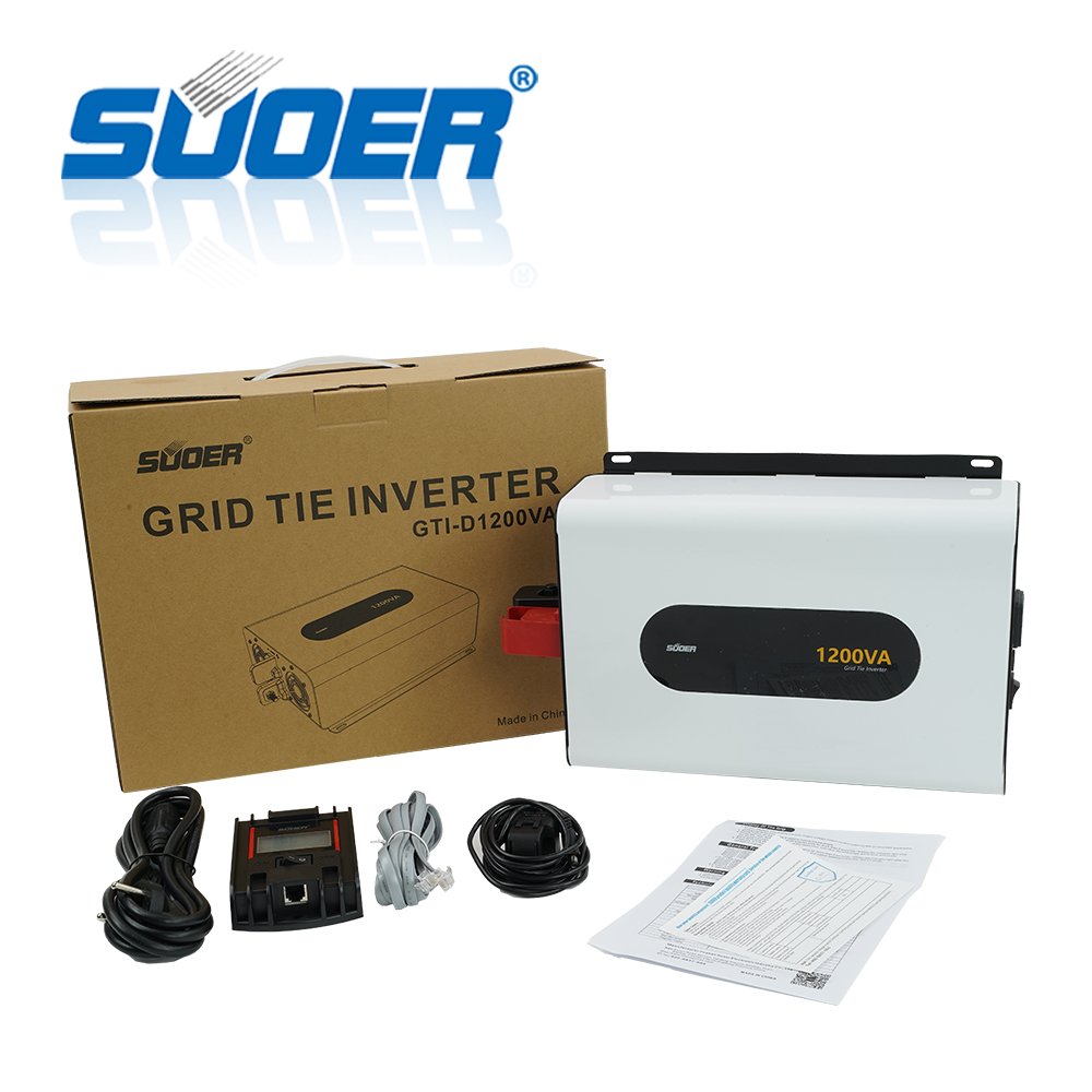 Suoer 1200 watt handle display single output solar grid tie inverter with CT sensor