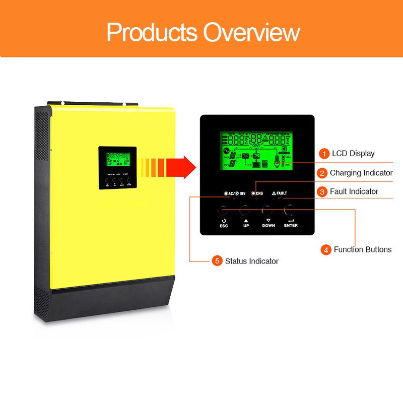 Parallel Function single phase 5kw Solar Inverter 5000w Solar Off Grid Hybrid Inverter With 80A MPPT Charge Controller