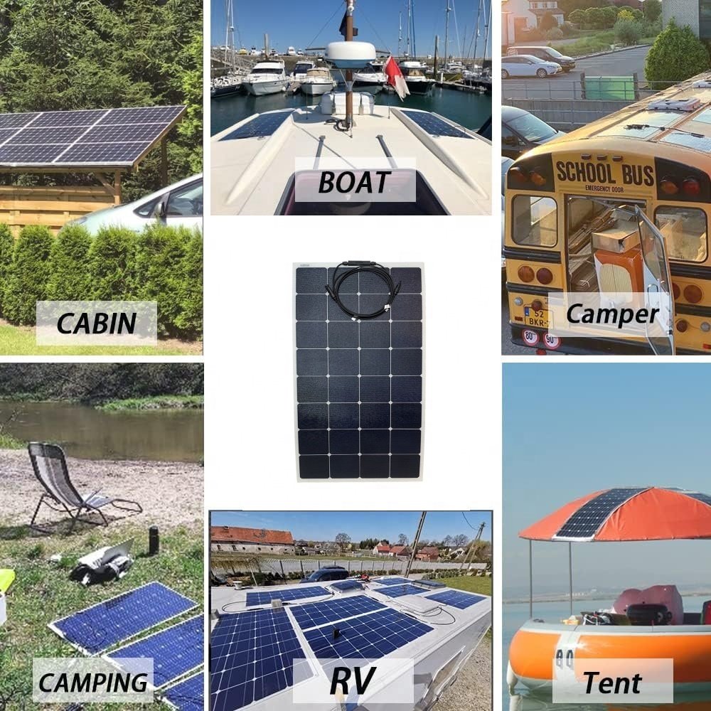 Thin Film Light Weight 100W watt 33V flexible 24V solar panels Sunpower Silicon Solar Cells Factory Low Price
