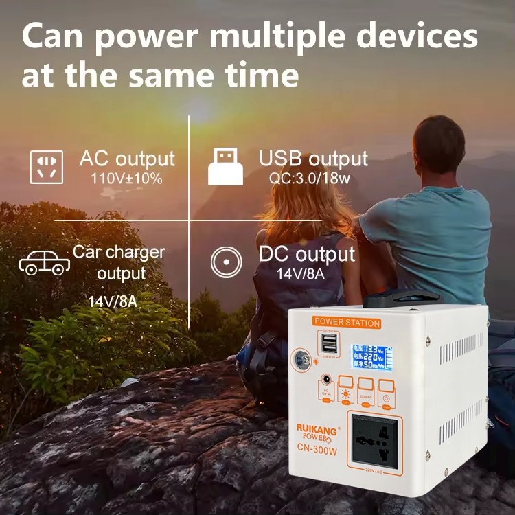 300W Power Station Portable Lithium Battery Rechargeable Emergency Solar Generator DC Power Source Power Station