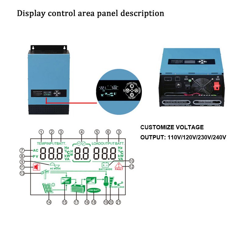 low frequency 110v 120v 220v 240v split phase solar inverter on off grid 10kw hybrid inverter Price 24V 5kw