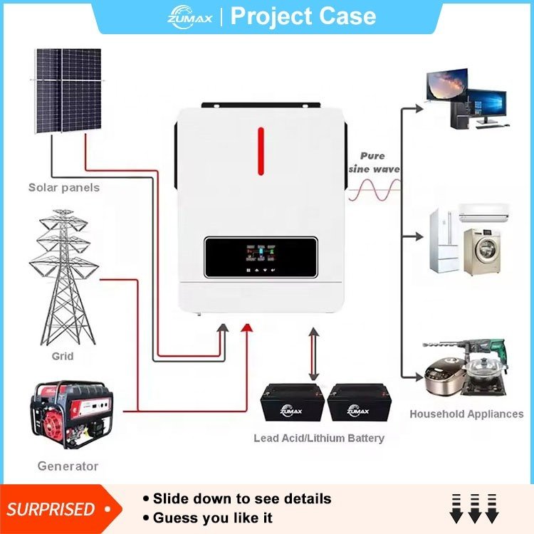 zumax 3KW 5KW 5.5KW 6200VA hybrid dc to ac 48V pure sine wave 6.2KVA solar inverter price