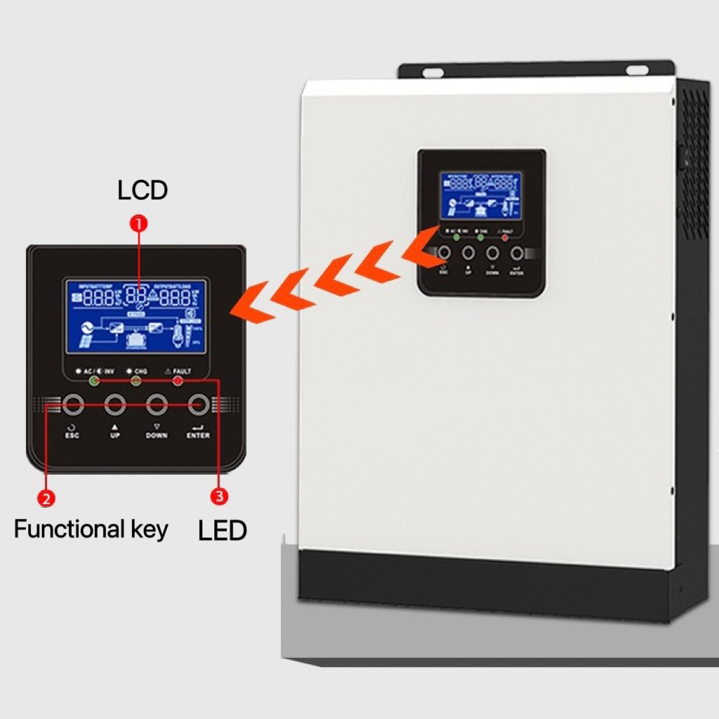 Hybrid Solar Inverter 1KW 6KW DC to AC On/Off Grid MPPT Solar Hybrid Inverter with Pure Sine Wave Output Single for Home