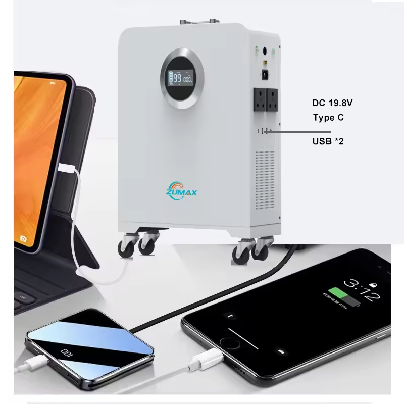 Manufacturer's Portable Hybrid Solar Inverter with battery 1KW 2.56Kwh with MPPT Controller Dual Output