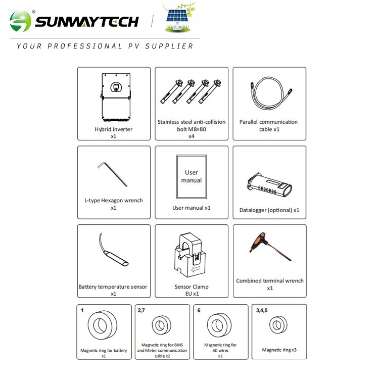 Home use Deye sun series single phase 230volt 10kw 12kw 15kw 16kw hybrid solar inverter for Europe