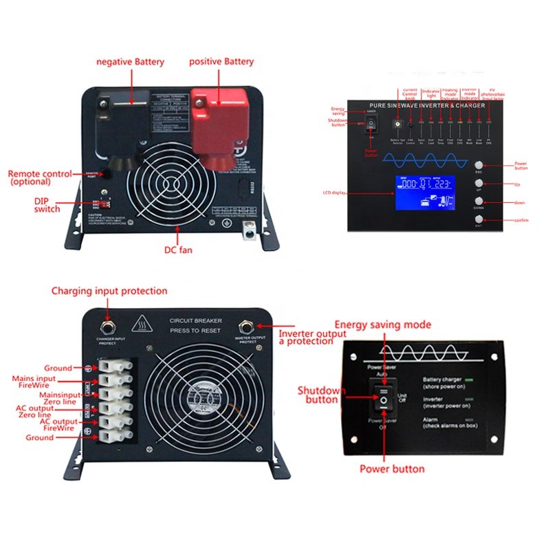 1KW-6KW Classic Solar Inverter Low Frequency Pure Sine Wave Off Grid Solar Inverter for Solar Panel System DC 12VDC/24VDC/48VDC
