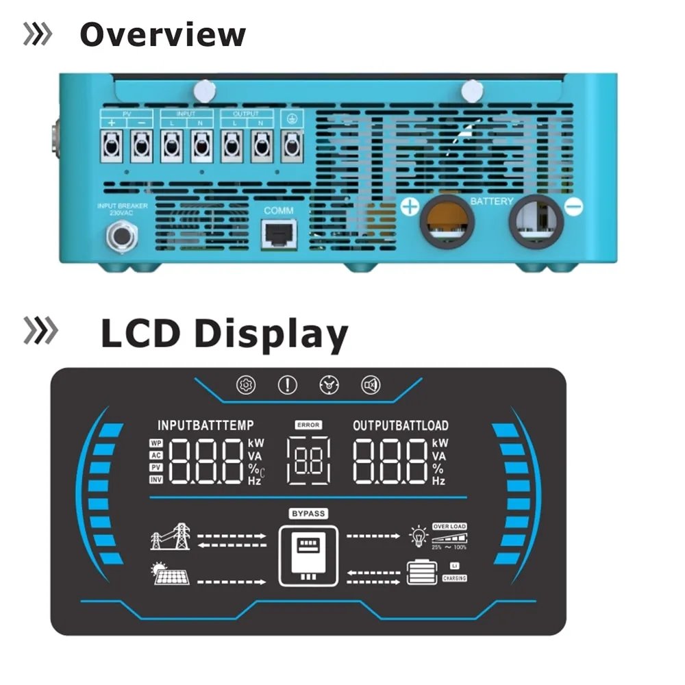 4.5KW Hybrid Solar Inverter 24VDC to 220VAC with 24V 150A MPPT Solar Charger Controller Smart Solar Home system
