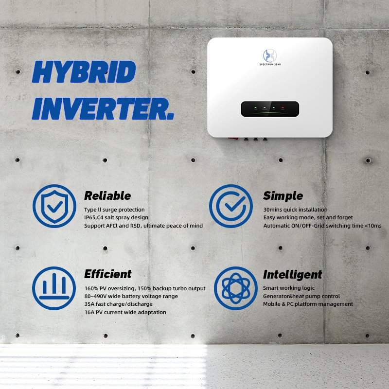 EU Warehouse Solar Inverter Wechselrichter Household Energy Storage 3Kw 6Kw 8Kw Single Phase Hybrid Inverter With MPPT Custom