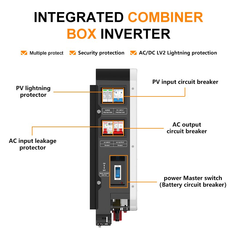FCHAO 4.2kw 6.2kw Pure Sine Wave Hybrid inverter DC To AC 24V 48V 230V Off-Grid Solar inverters With Mppt Charge Controller Home