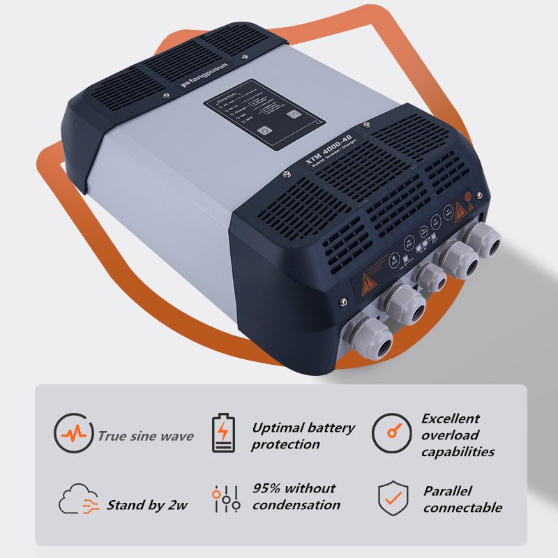 Fangpusun 4000w pure sine wave converter inverter 24v 220v 230v solar inverter charge the battery from some AC source