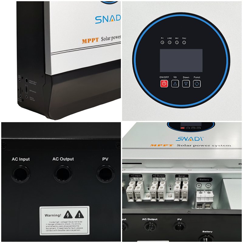 Solar energy system inverter 2KW 3KW 6KW 12/24/48VDC inverter Pure Sine Wave hybrid solar inverter with MPPT charge controllers