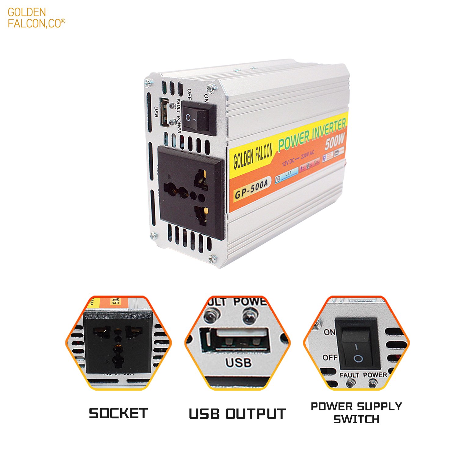Car power inverter 500W solar inverter 12V to 220V Inversor DC to AC smart power inverters