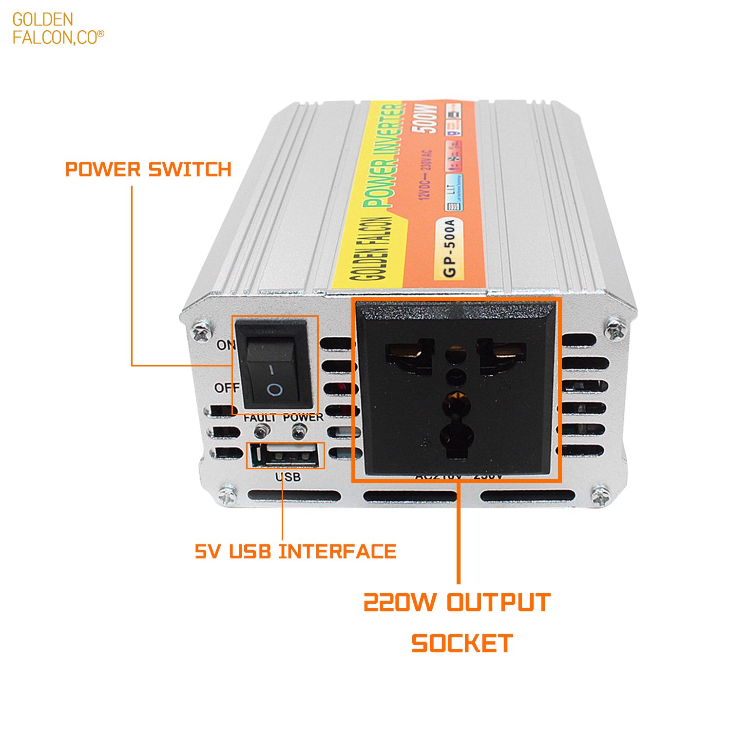 Car power inverter 500W solar inverter 12V to 220V Inversor DC to AC smart power inverters