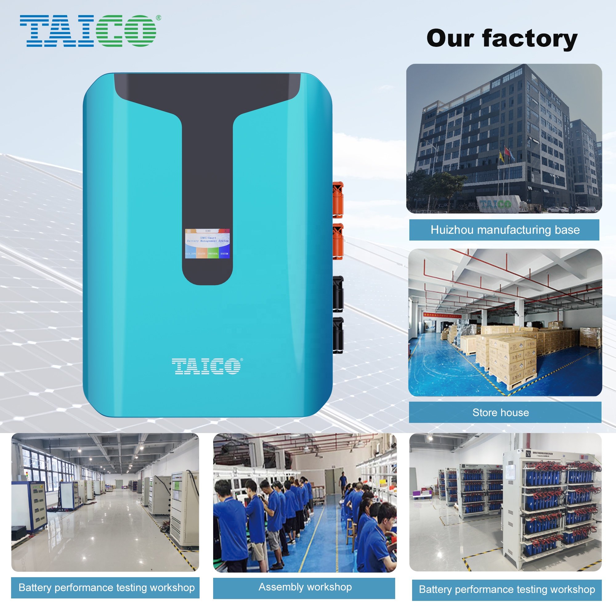 5kwh 10kwh TAICO lifepo4 Wall-Mounted Battery 51.2V 200Ah 100ah for Solar System Home Energy Storage 10kw battery pack