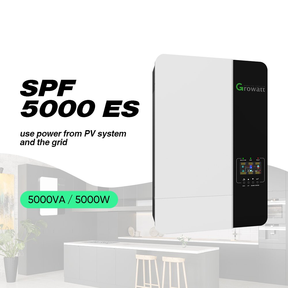 Growatt Spf 5000 es Off Grid Solar Inverter 3500W 5000 Watt Mppt Top 10 Hybrid Solar Inverters Europe Warehouse