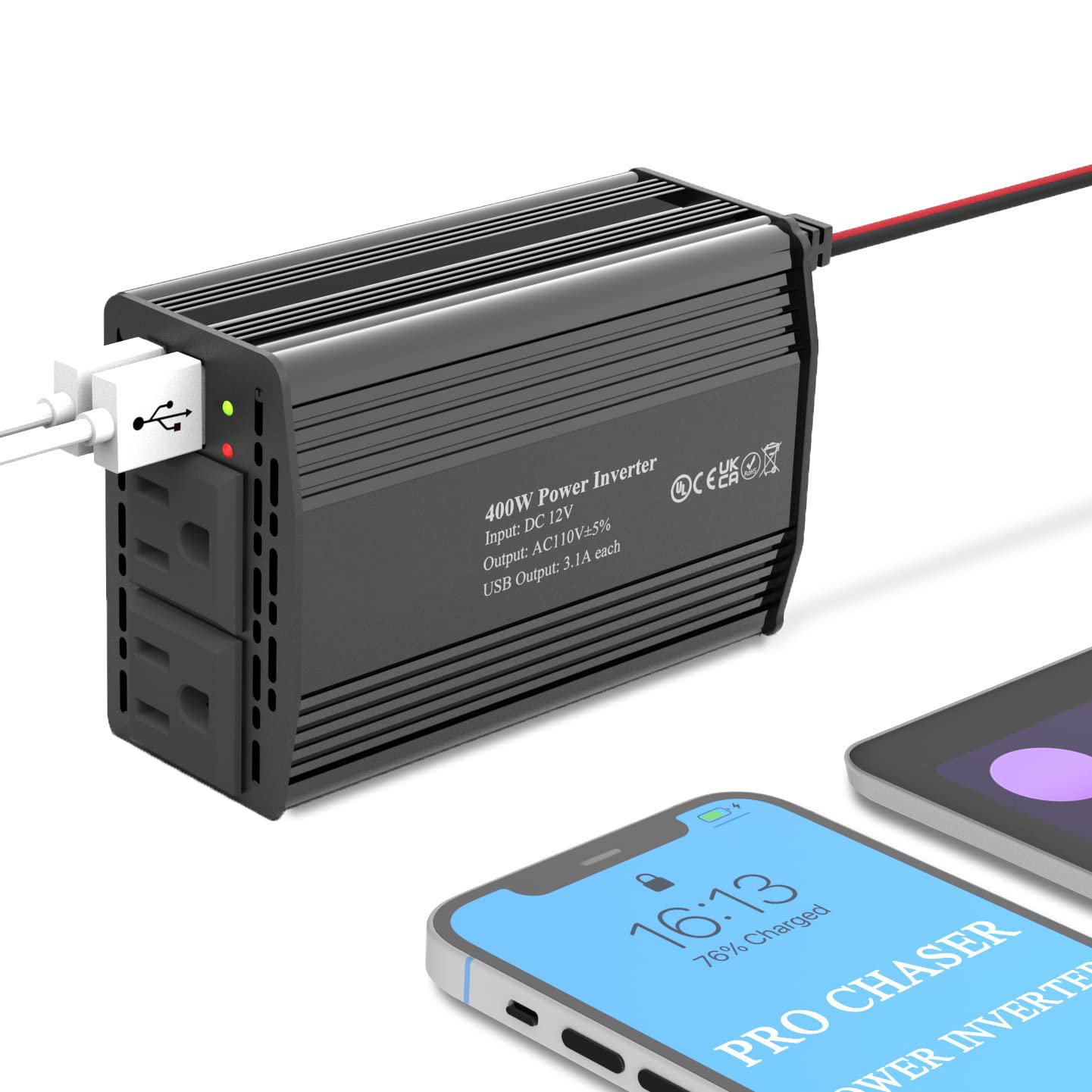 400w DC to AC Power Modified Sine Wave Inverter DC12V/24V to AC 110V/220V with LCD Display Remote Control Car RV Truck Boat