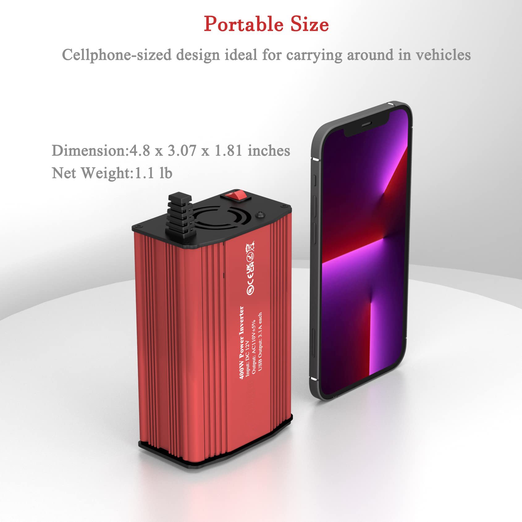 400w DC to AC Power Modified Sine Wave Inverter DC12V/24V to AC 110V/220V with LCD Display Remote Control Car RV Truck Boat