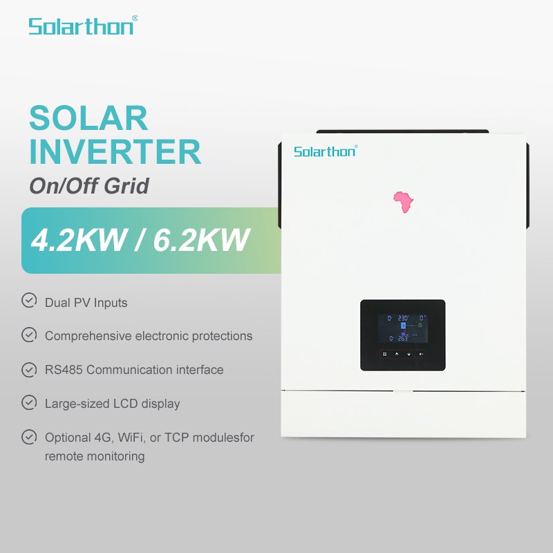 Solarthon 6200W Hybrid 4.2KW 6.2KW On Grid Power Inverter 6.2KW 4.2KW New Technology 6.2KW Dubai Solar Inverter
