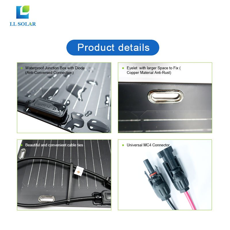 Robust Flexible Light 200W 400W 600W 800W solar panel balcony micro inverter roof of car boat marine RV battery charger outdoor