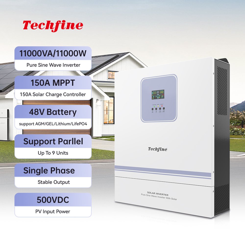 Techfine Solar inverter High Frequency Solar Hybrid Inverter 11Kw For Home Energy Storage with parallel function